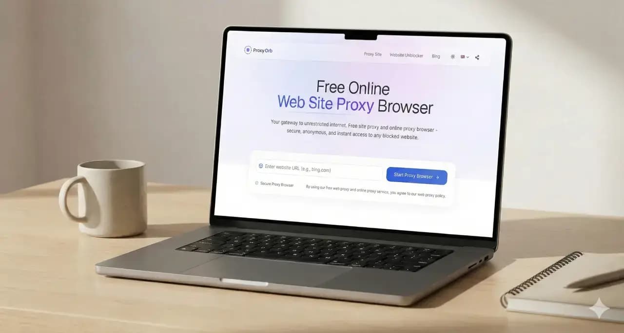 Interface ProxyOrb yang bersih dan bebas iklan di layar laptop